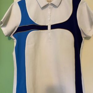 Womens EP Golf Polo Blue and White Sz M